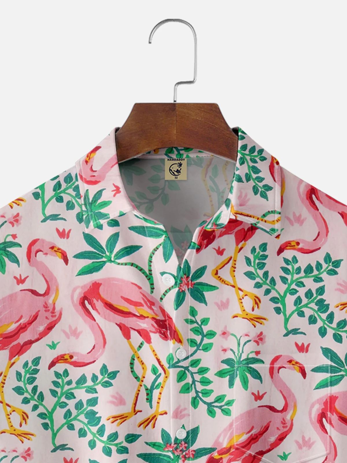 Moisture Wicking Tropical Flamingo Chest Pocket Hawaiian Shirt