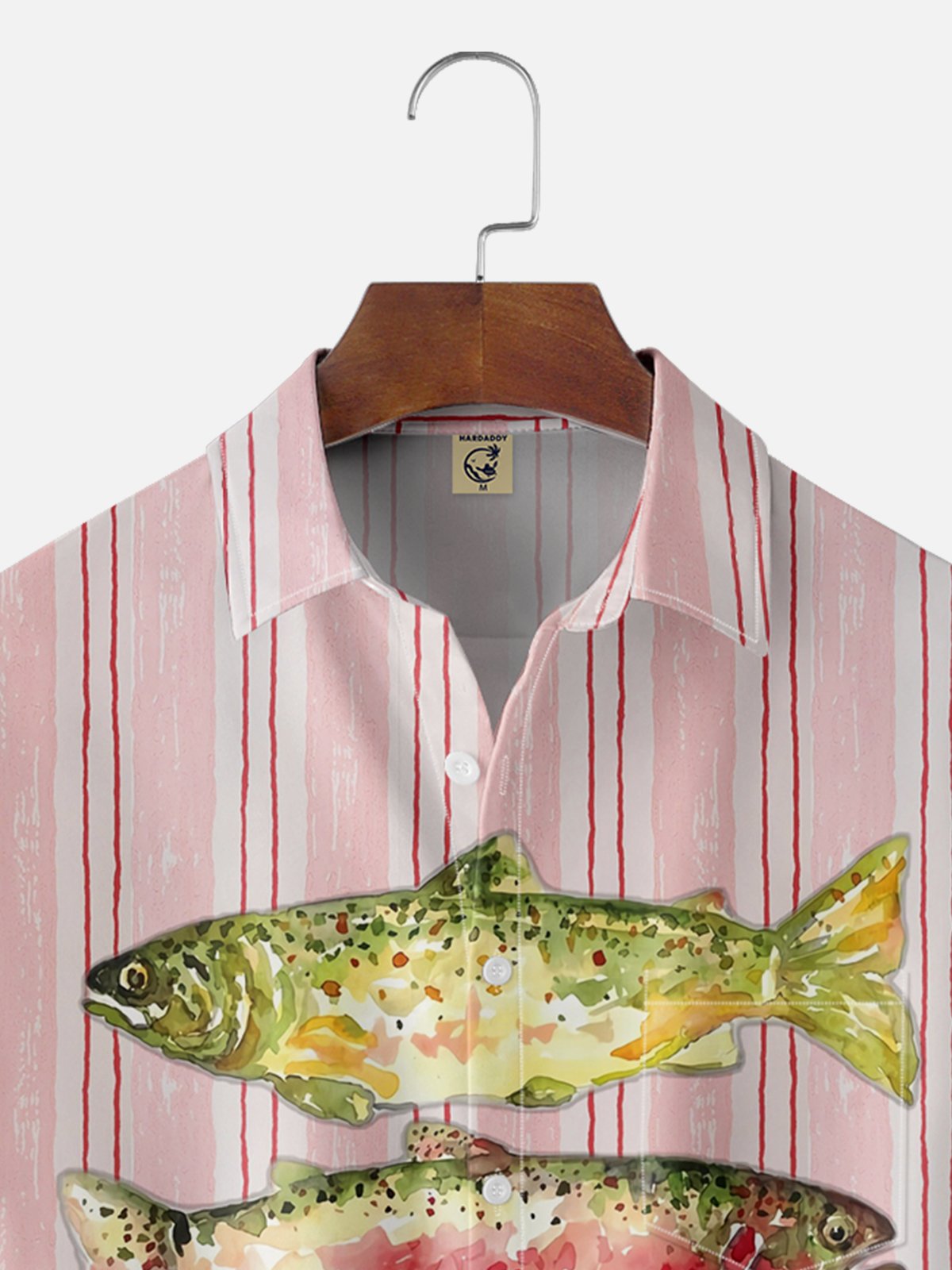 Moisture Wicking Abstract Gradient Geometric Illustration Fish Chest Pocket Hawaiian Shirt