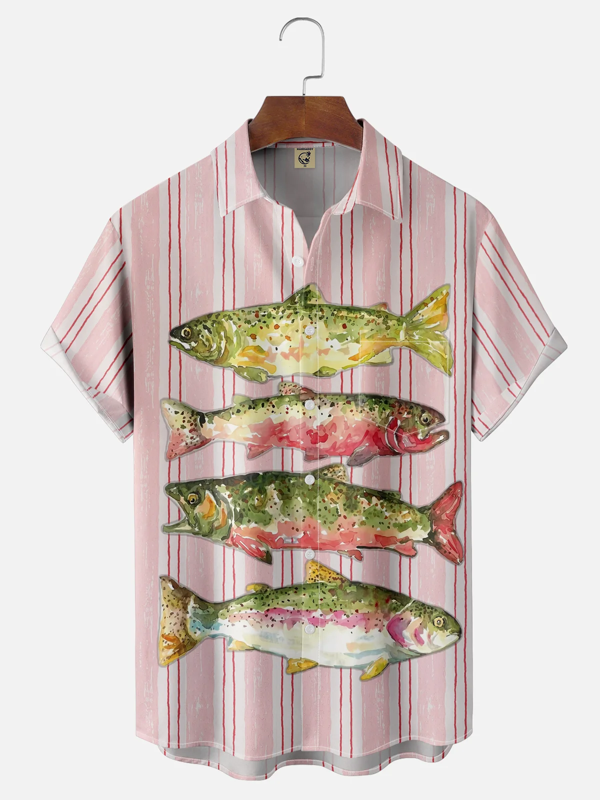 Moisture Wicking Abstract Gradient Geometric Illustration Fish Chest Pocket Hawaiian Shirt