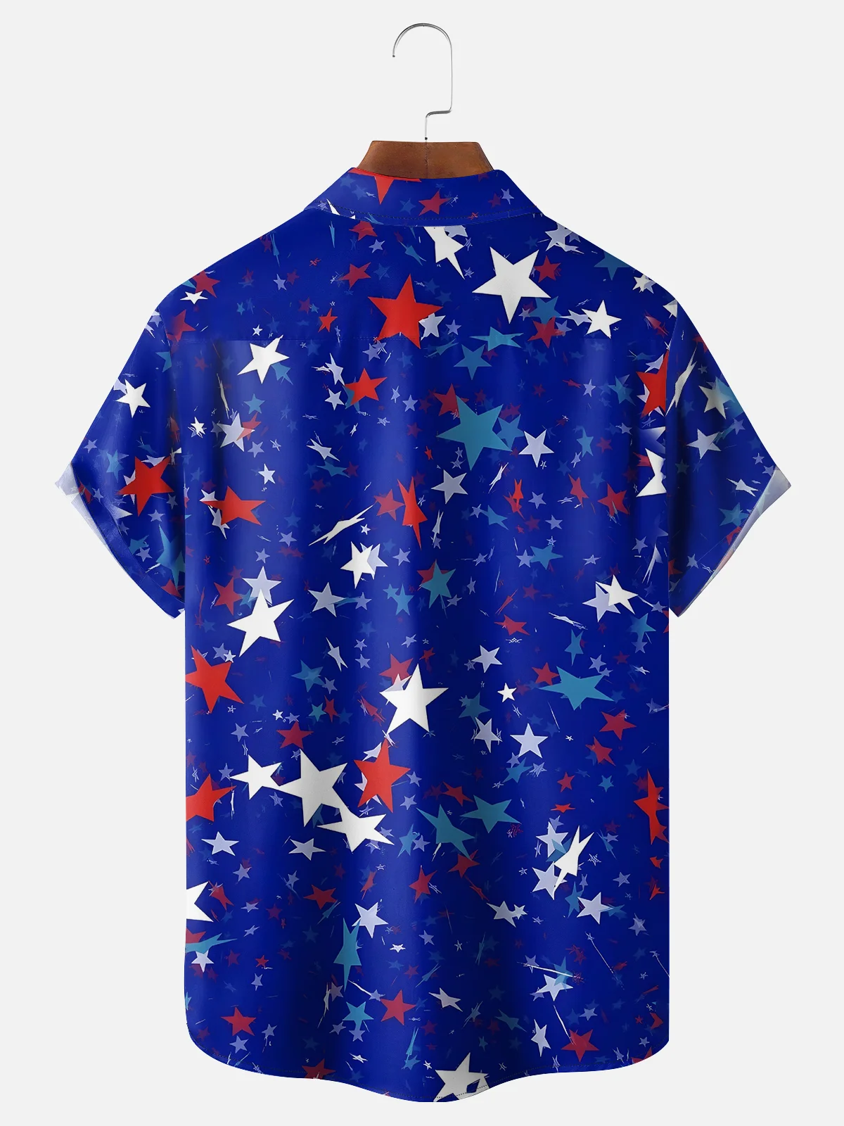 Moisture-wicking 4th of July Star Chest Pocket Casual Shirt