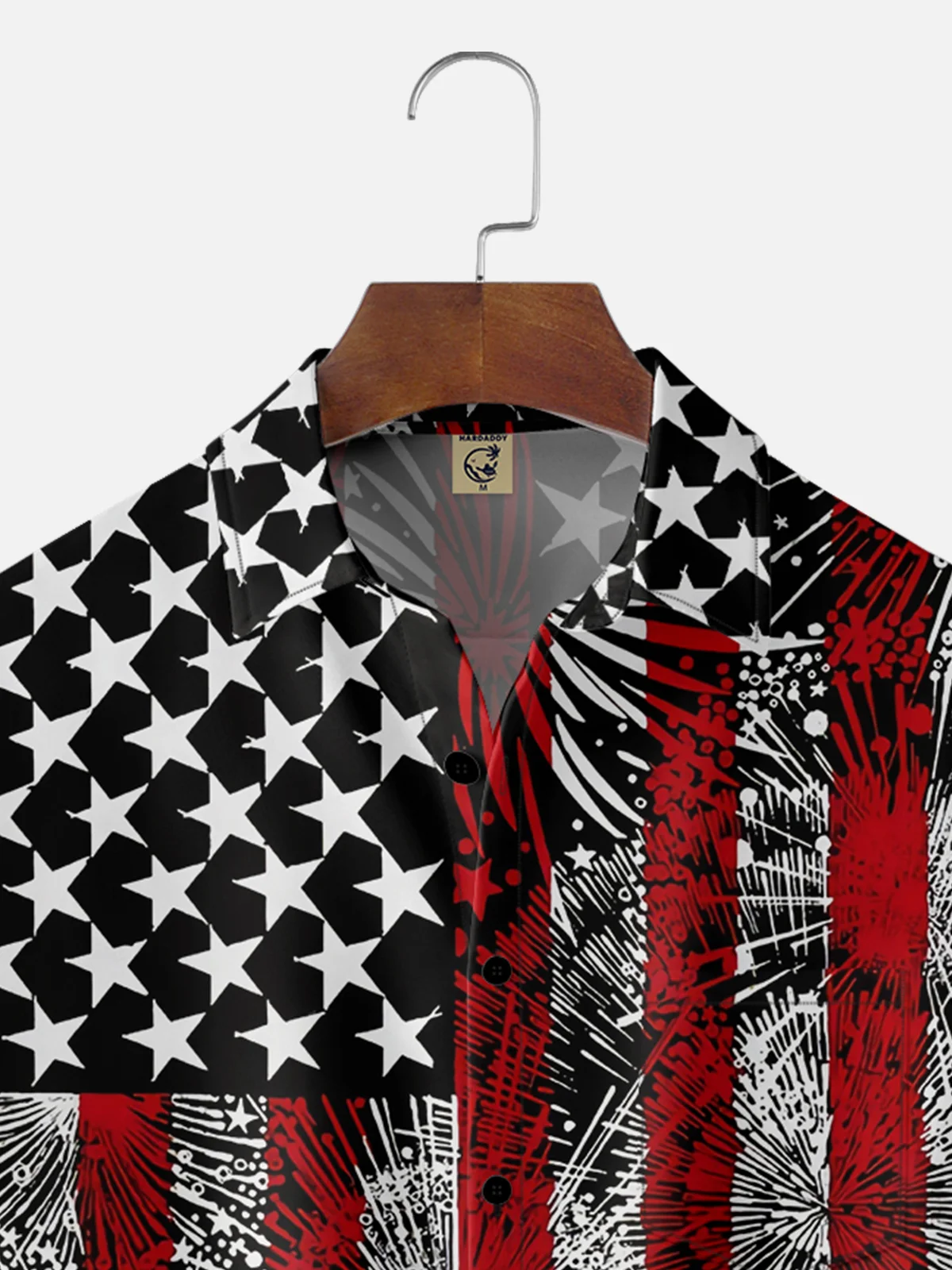 Moisture Wicking USA Independence Day Flag Chest Pocket Hawaiian Shirt