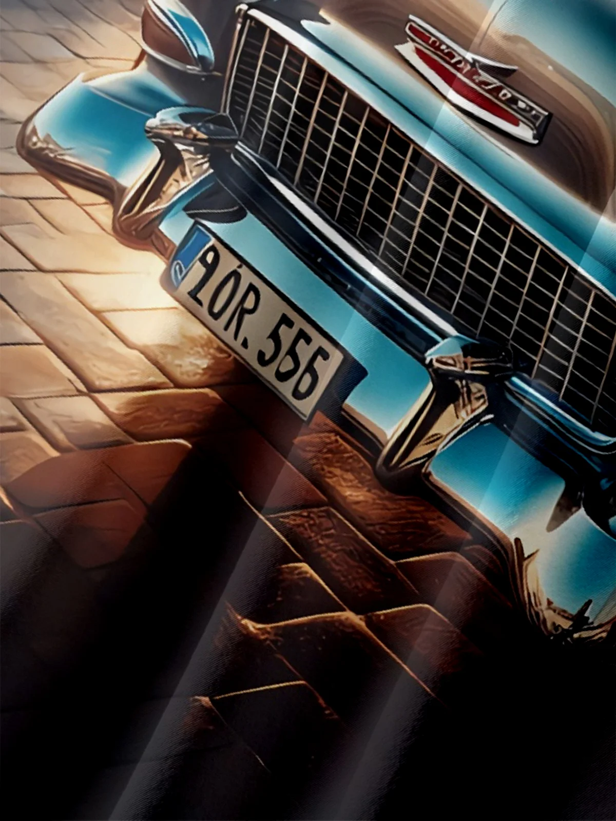 Moisture-wicking Retro Classic Car Art Chest Pocket Casual Shirt