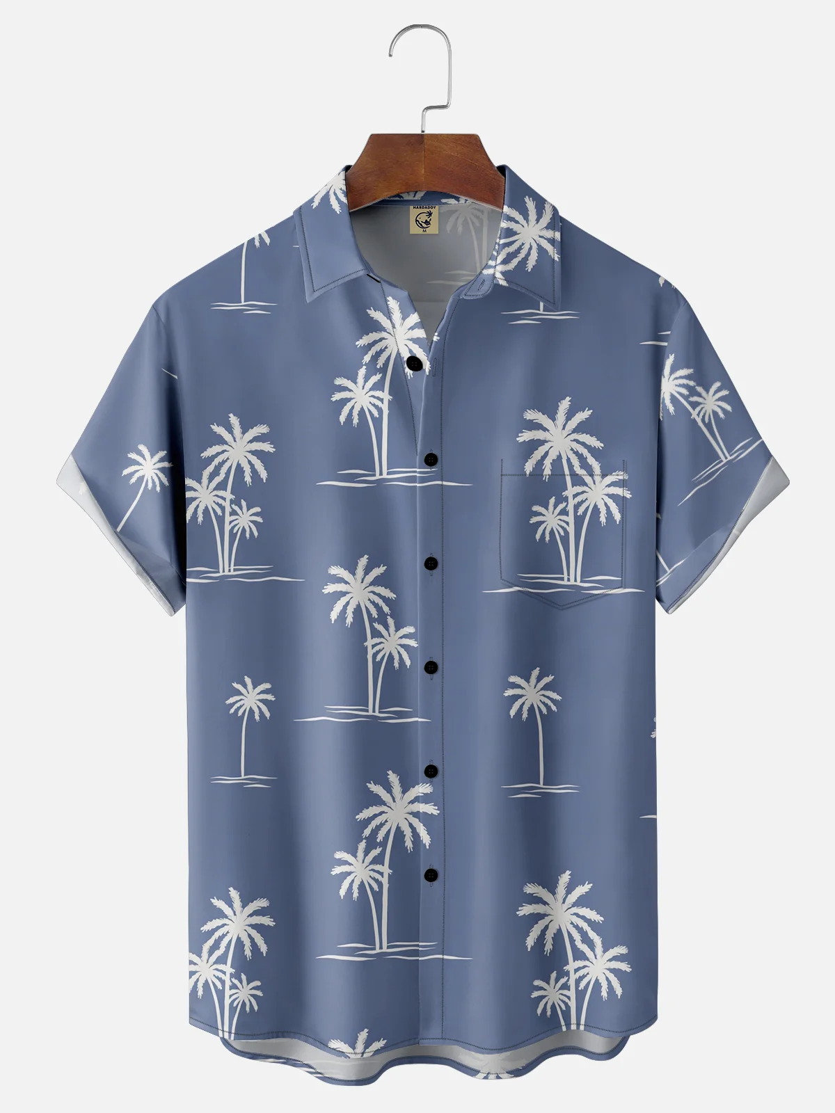 Moisture-wicking Coconut Tree Chest Pocket Hawaiian Shirt