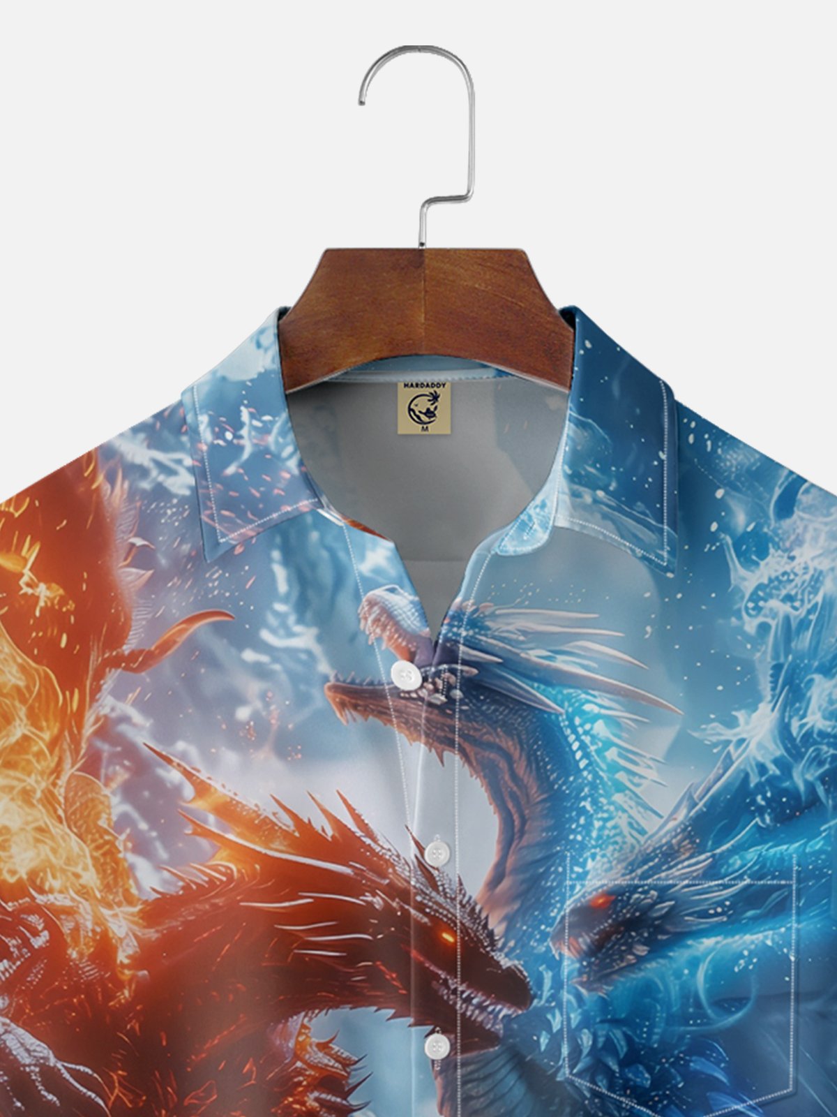Moisture-Wicking Dinosaur Chest Pocket Hawaiian Shirt