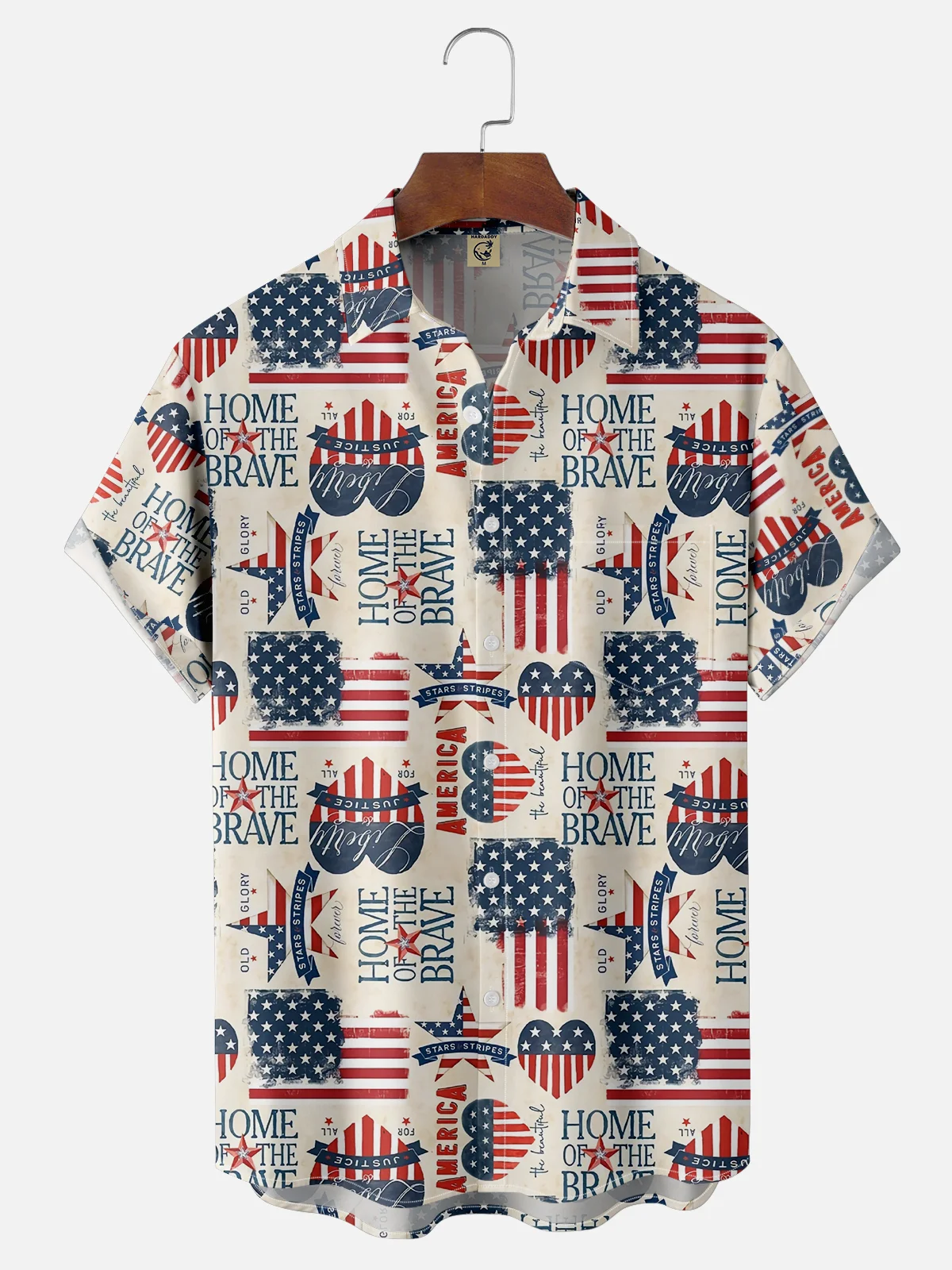 Moisture Wicking USA Home of The Brav Chest Pocket Hawaiian Shirt