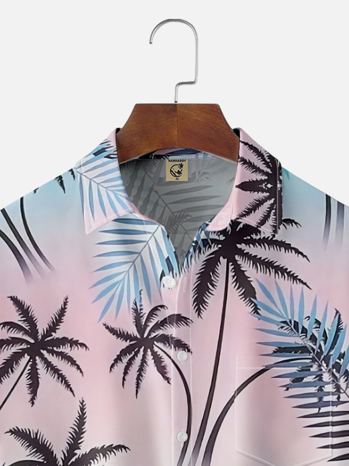 Moisture Wicking Gradient Coconut Tree Chest Pocket Hawaiian Shirt