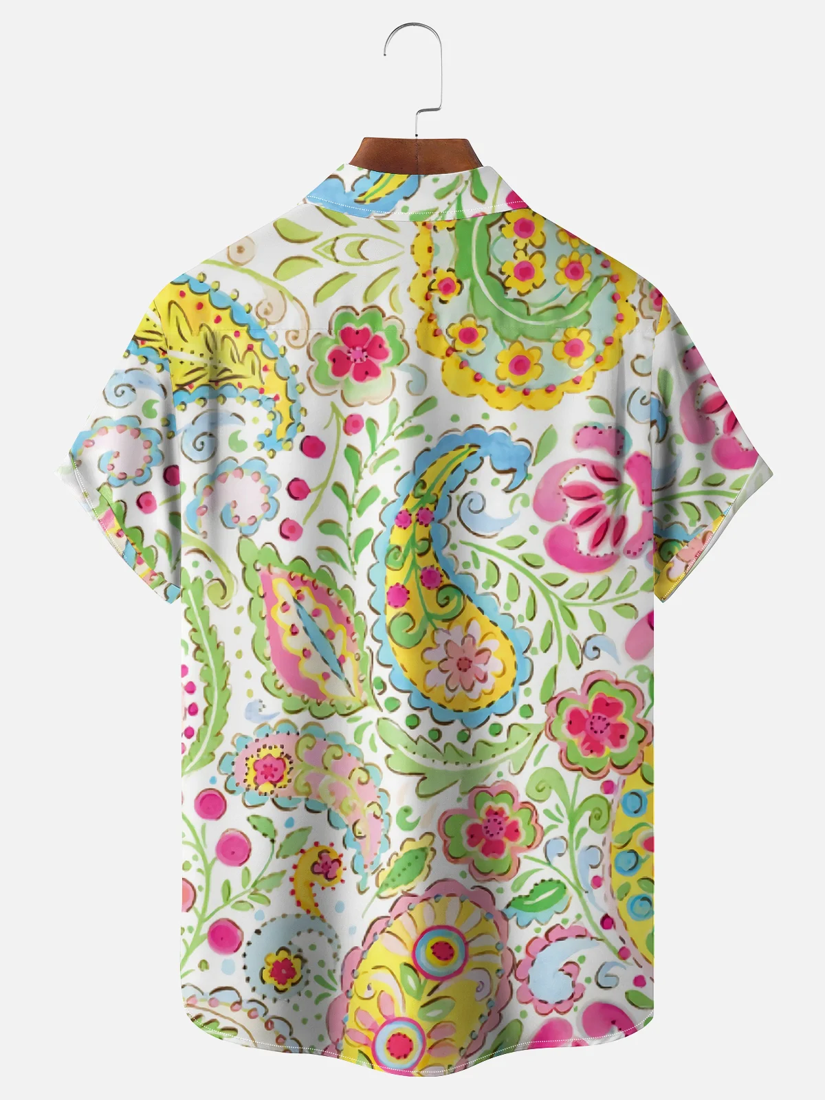 Moisture Wicking Ombre Abstract Paisley Flower Chest Pocket Hawaiian Shirt