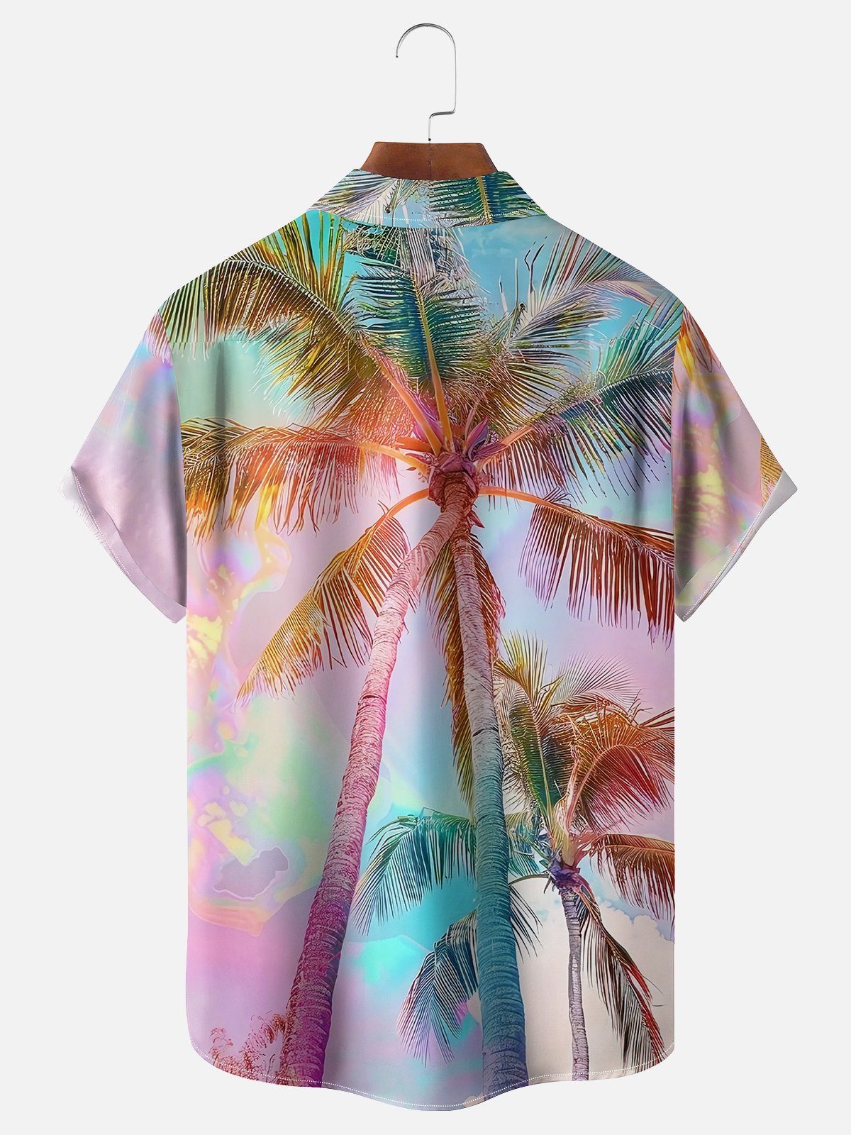 Moisture-wicking Dreamy Island Coconut Tree Chest Pocket Hawaiian Shirt