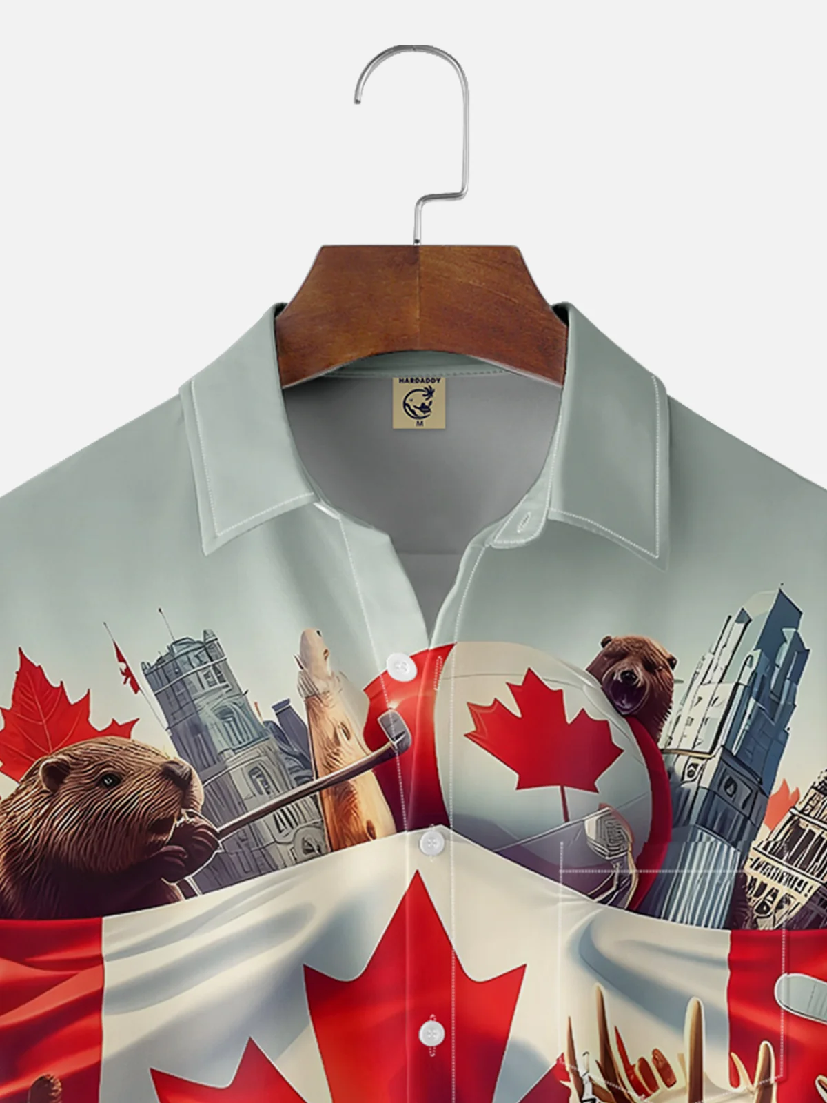 Moisture-wicking Canada Day Flag Art Chest Pocket Casual Shirt