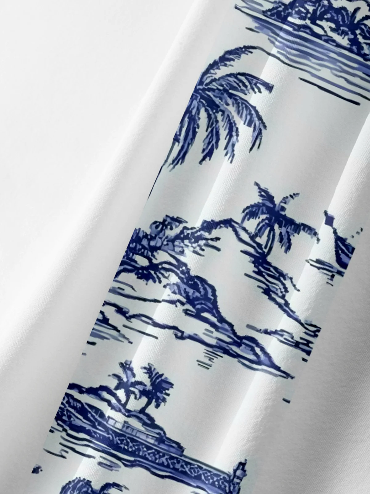 Moisture-wicking Palm Tree Chest Pocket Bowling Shirt