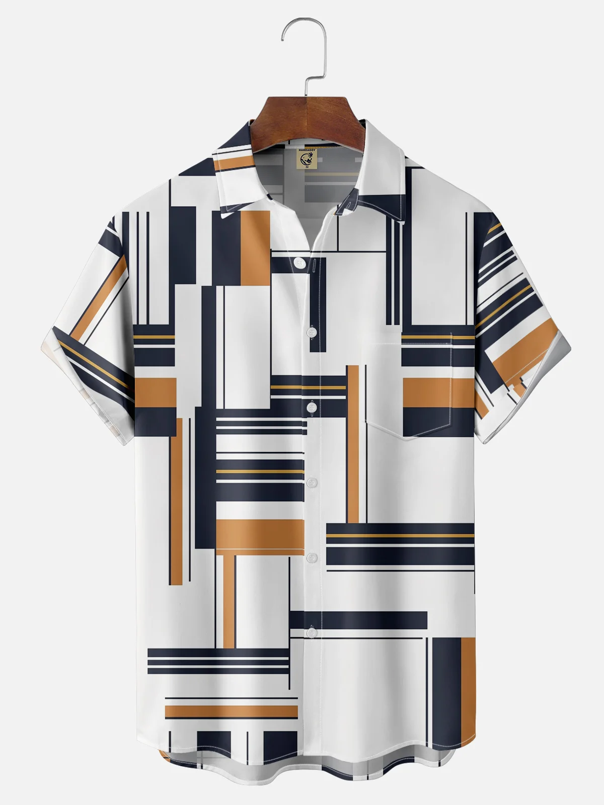 Moisture-wicking Artistic Geometry Chest Pocket Casual Shirt