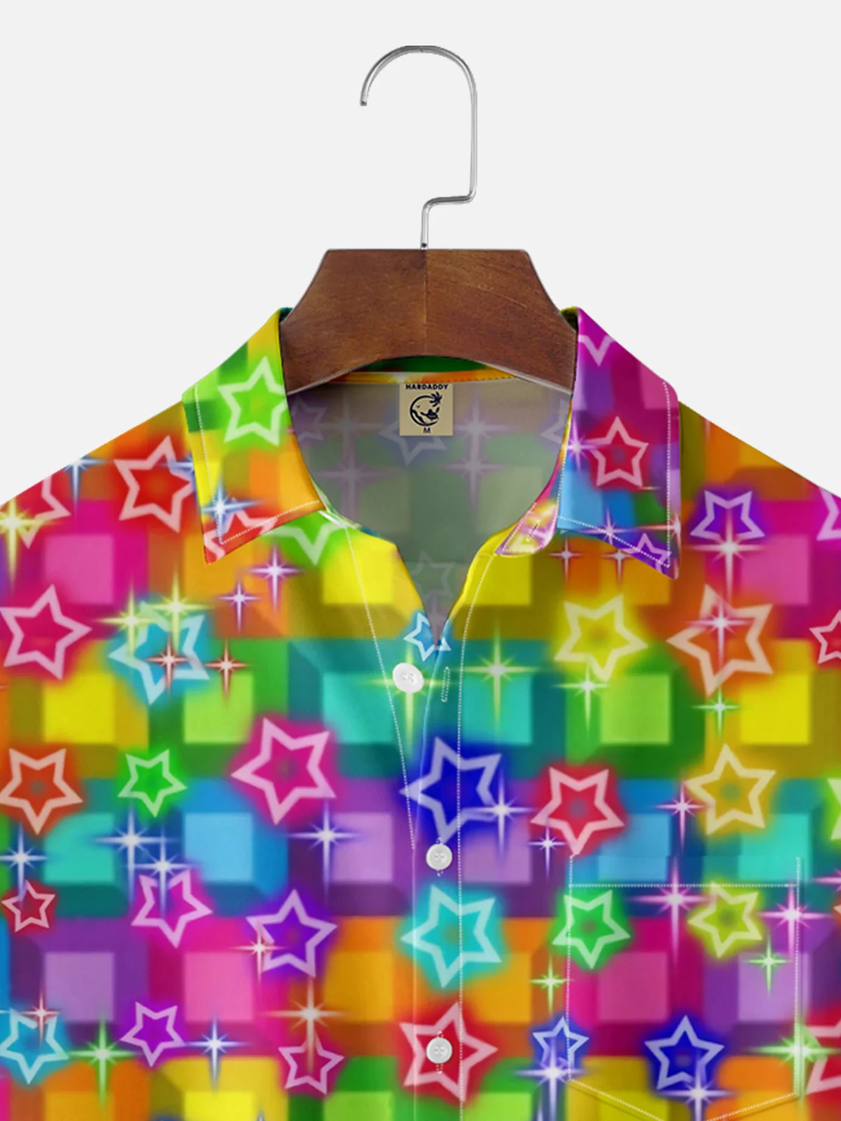 Moisture Wicking Gradient Geometric Color Block Chest Pocket Hawaiian Shirt
