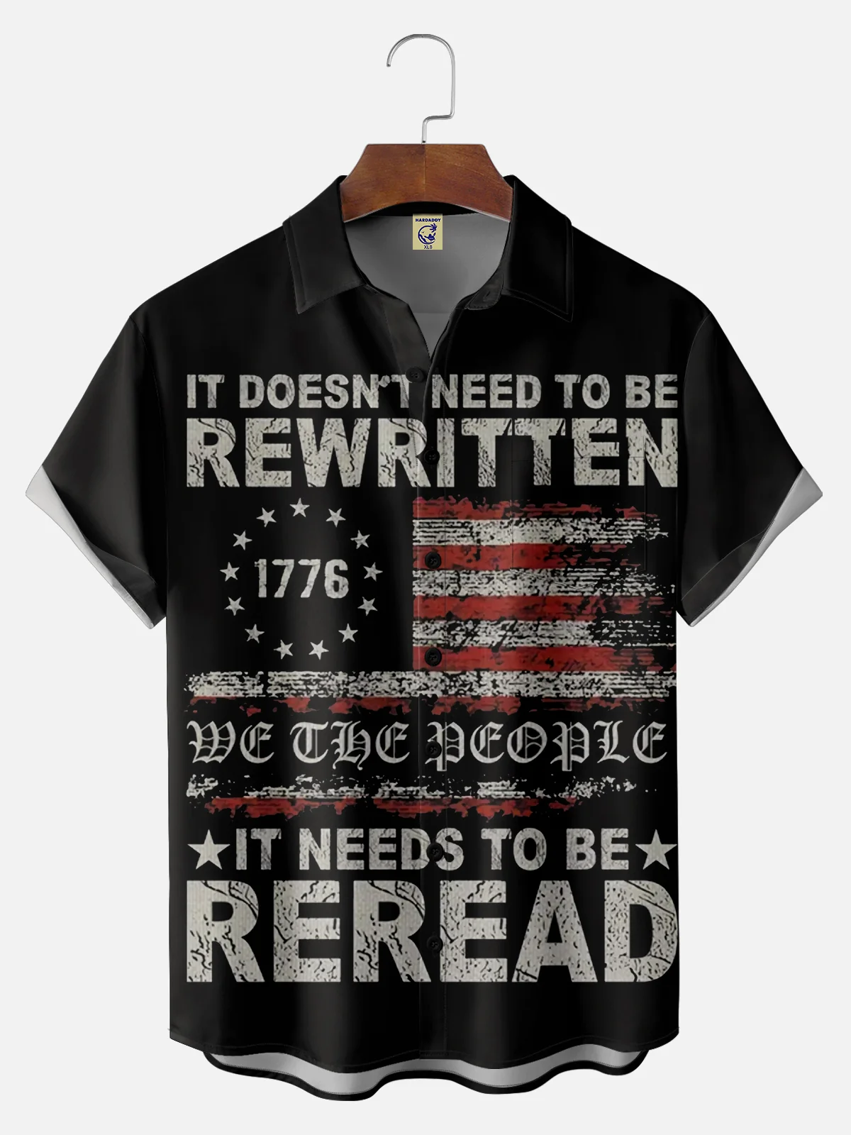 Big Size Moisture Wicking 1776 Declaration of Independence 4th of July Chest Pocket Hawaiian Shirt
