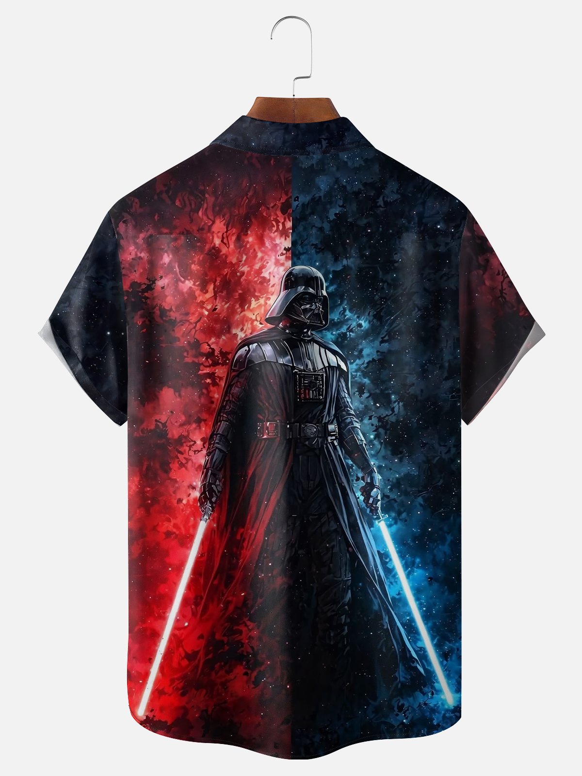 Tall Size Moisture-wicking Star Technology Universe Planet Chest Pocket Casual Shirt