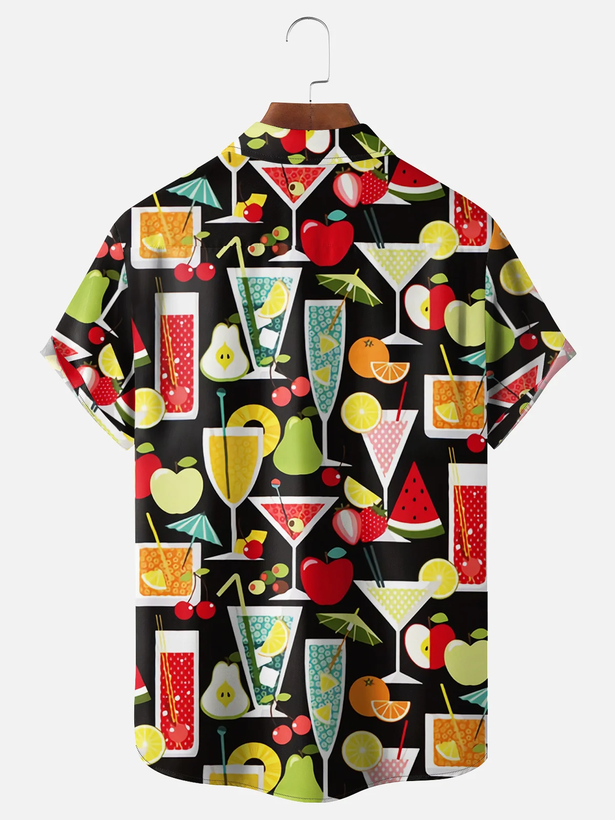 Tall Size Moisture-wicking Geomatric Cocktail Chest Pocket Hawaiian Shirt