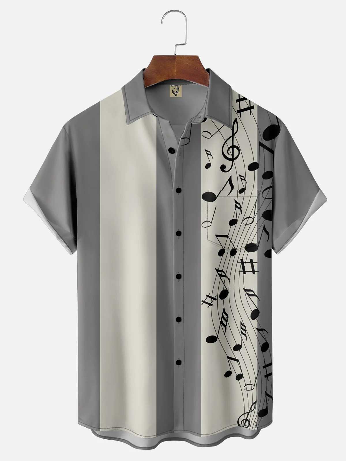 Hardaddy Mens Retro Music Note Print Up To 4XLT Jazz Style Shirt