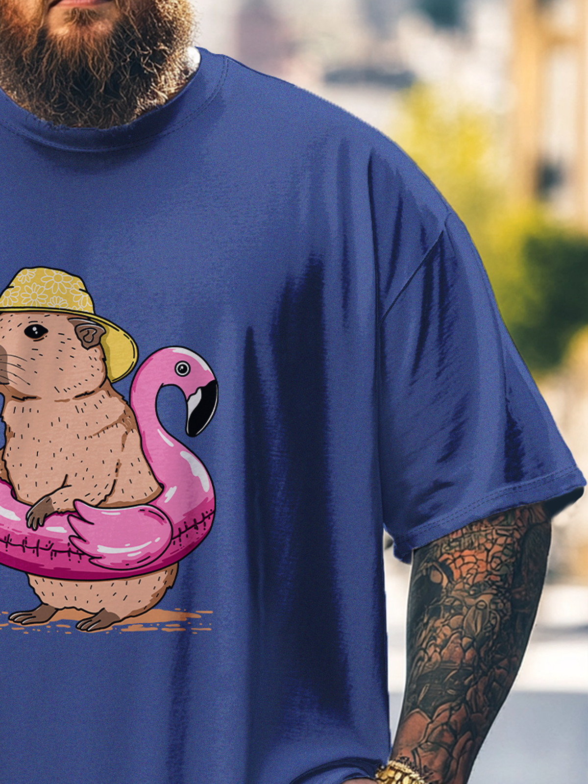Hardaddy x Kimprut Imut Big Size Men's Guinea Pig Flamingo Funny Loose T-shirt
