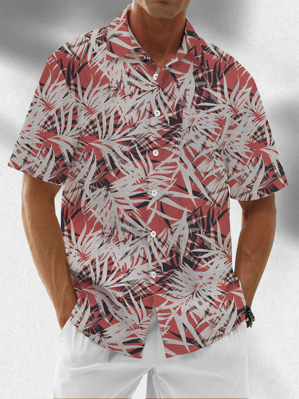 Moisture Wicking Tropical Chest Pocket Hawaiian Shirt