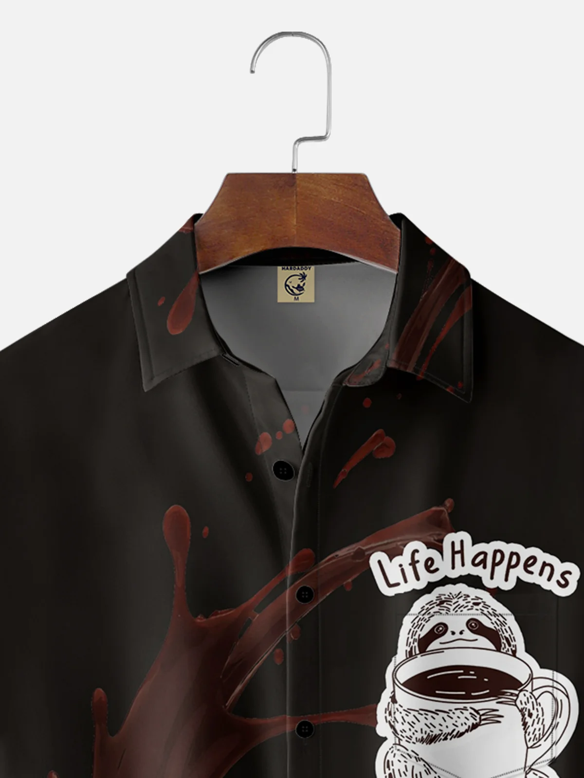 Hardaddy X Artist Kimprut Imut Moisture-wicking Life Needs Coffee Sloth Chest Pocket Casual Shirt