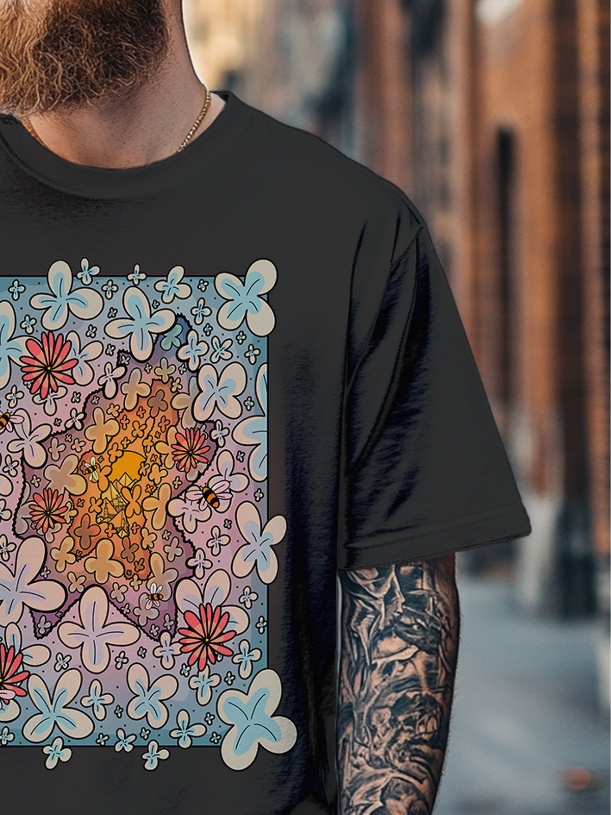 Hardaddy x Stephen Wade Men's Art Floral Fitted T-shirts
