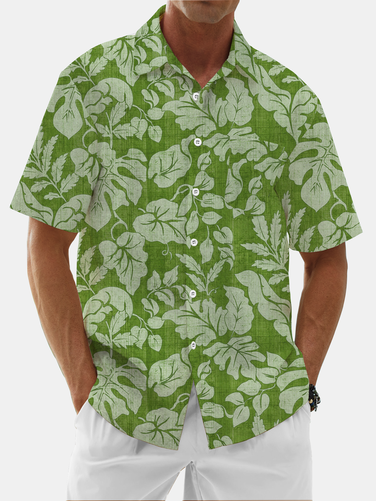 Moisture Wicking Botanical Floral Chest Pocket Hawaiian Shirt