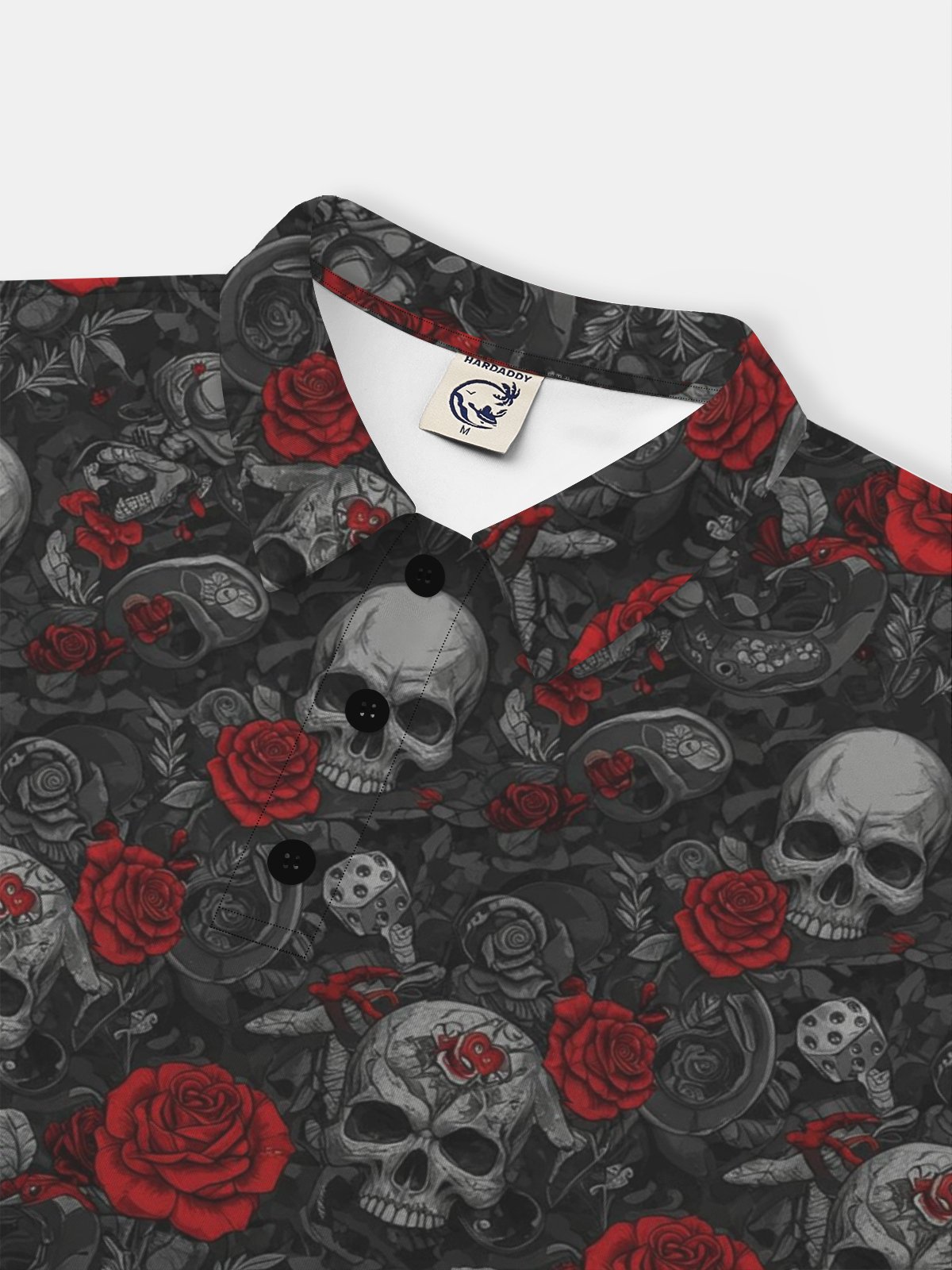 Moisture Wicking Rock Music Skull Rose Short Sleeve Golf Polo