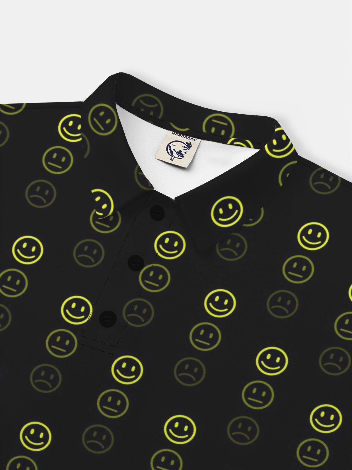 Moisture Wicking 3D Abstract Gradient Color Smiley Short Sleeve Golf Polo