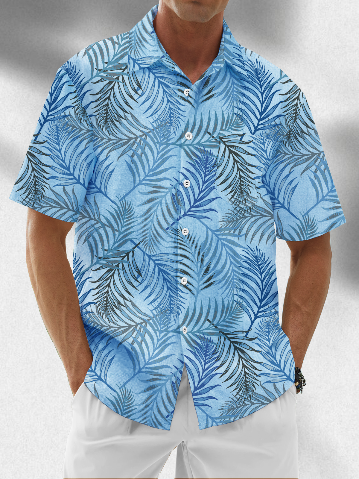 Moisture Wicking Tropical Chest Pocket Hawaiian Shirt