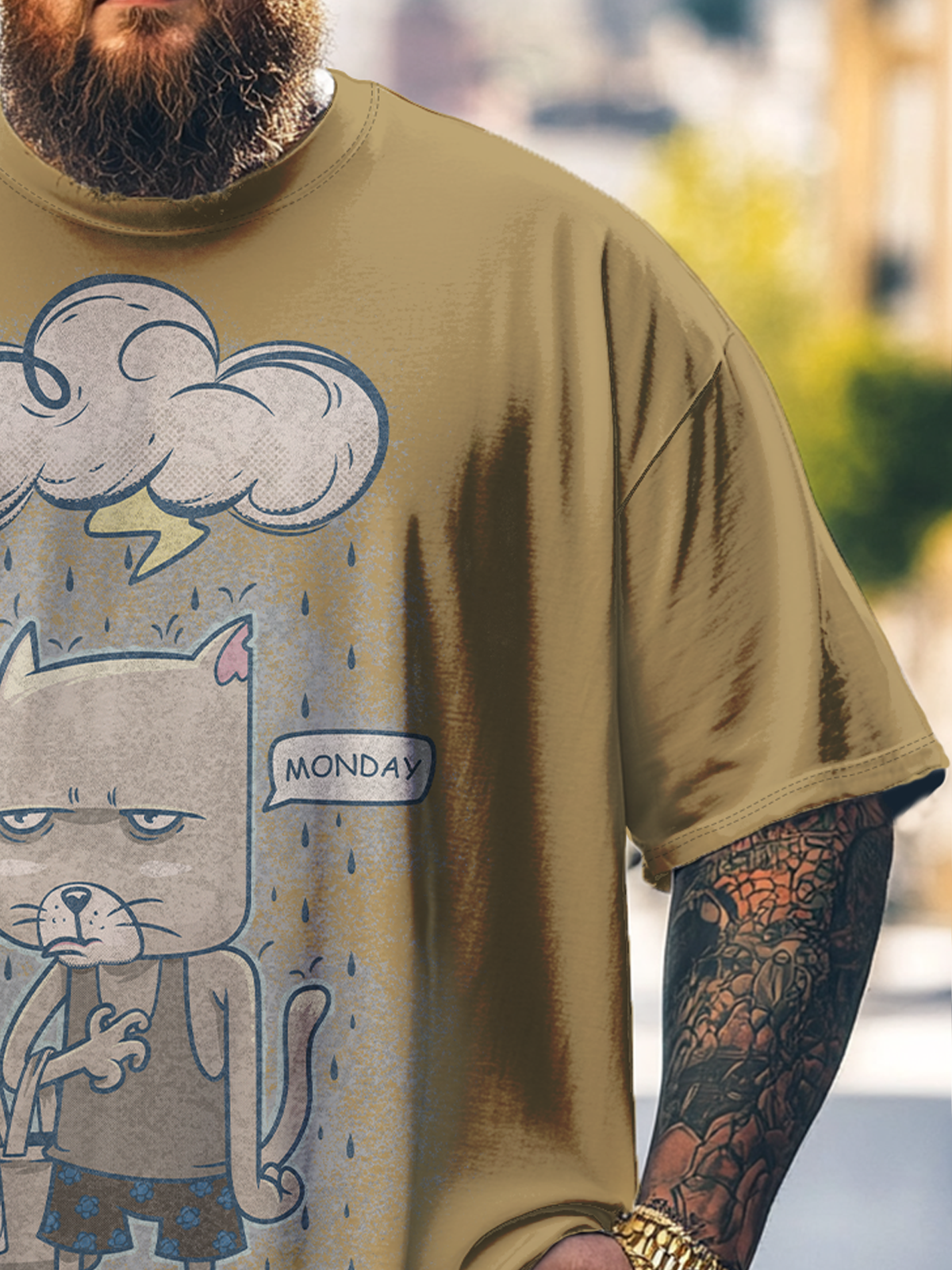 Hardaddy x Marcio Lima Big Size Men's Bad Mood Cat Loose T-shirt