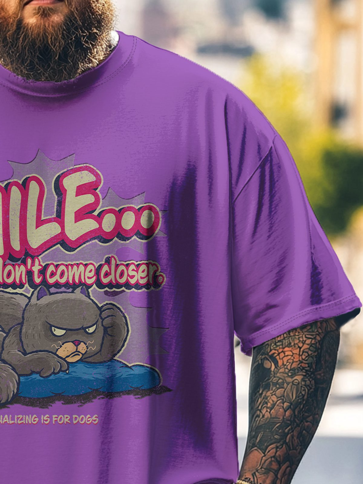 Hardaddy x Marcio Lima Big Size Men's Fun Cat Loose T-shirt