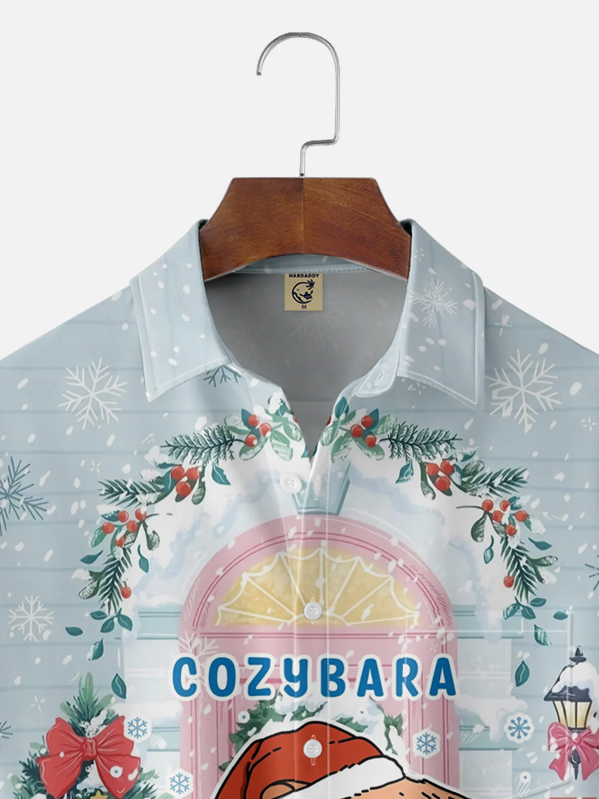 Hardaddy X Artist Kimprut Imut Moisture-wicking Christmas Santa Capybara Chest Pocket Hawaiian Shirt