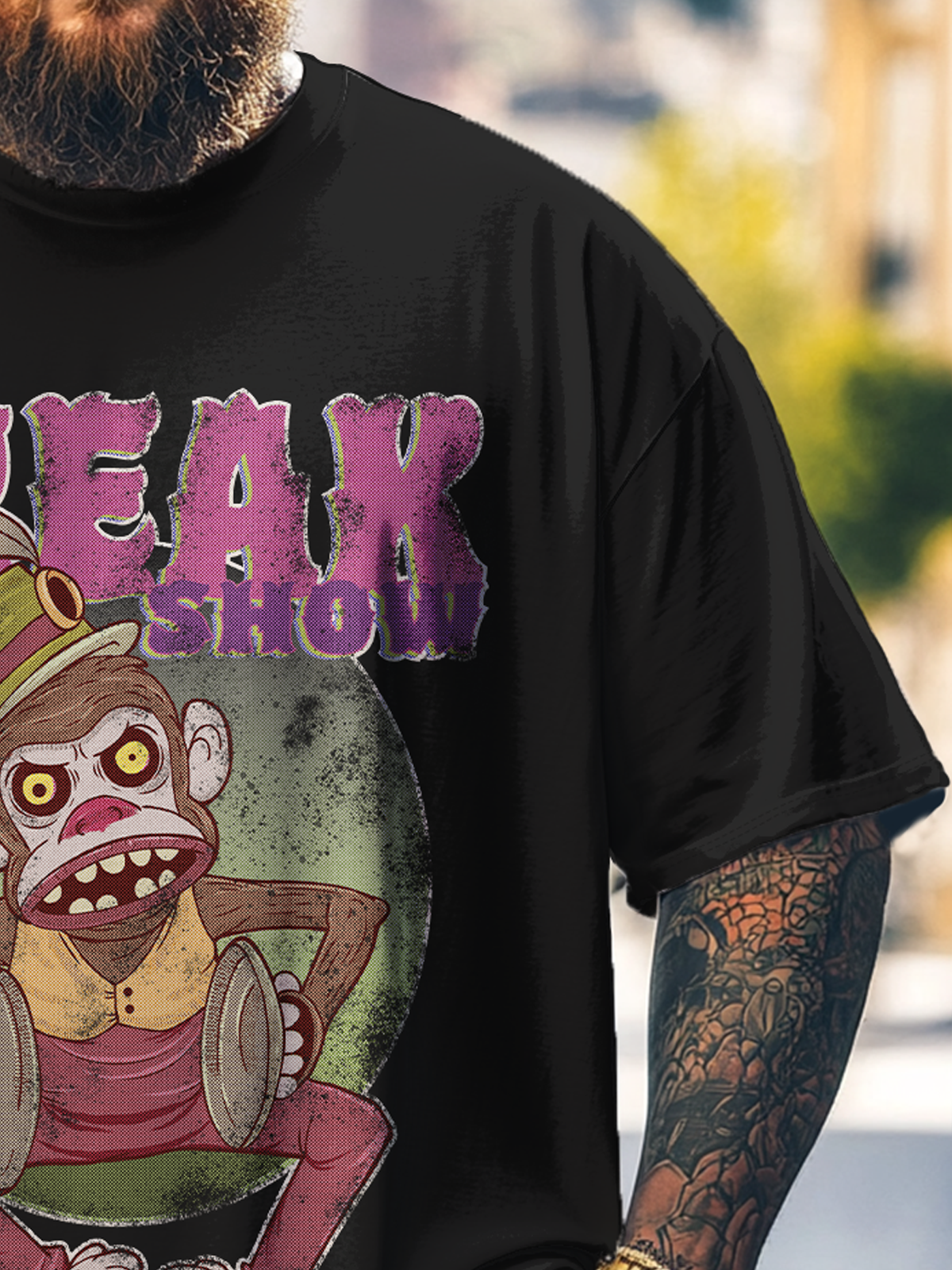 Hardaddy x Marcio Lima Big Size Men's Funny Monkey Doll Print Loose T-shirt