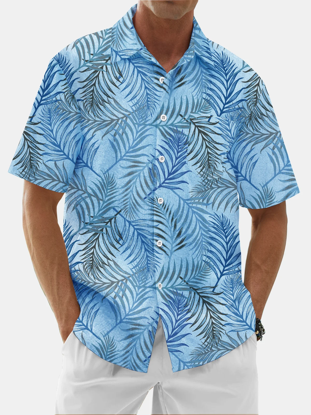 Moisture Wicking Tropical Chest Pocket Hawaiian Shirt