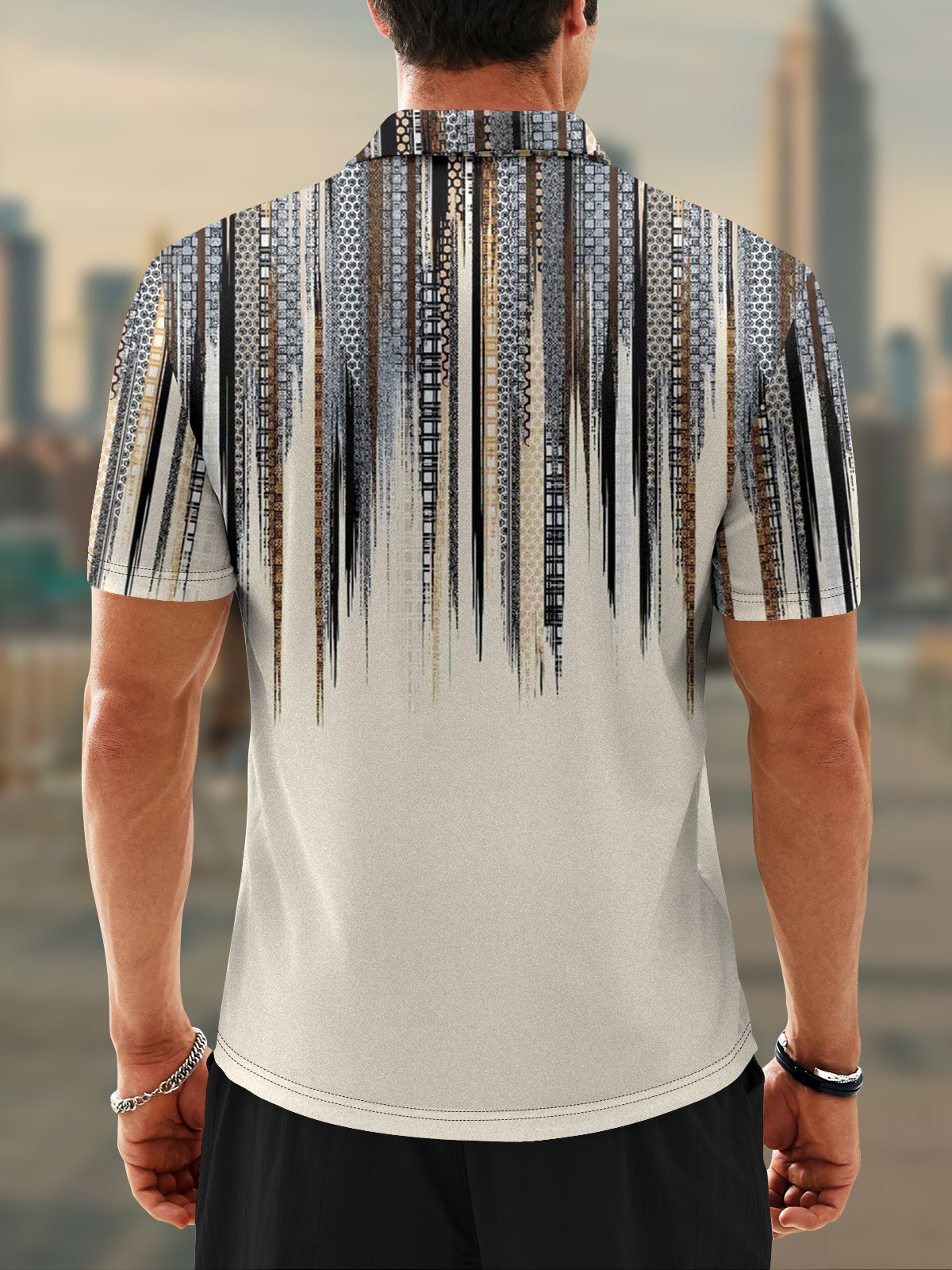Moisture Wicking Ethnic Pattern Geometric Short Sleeve Golf Polo