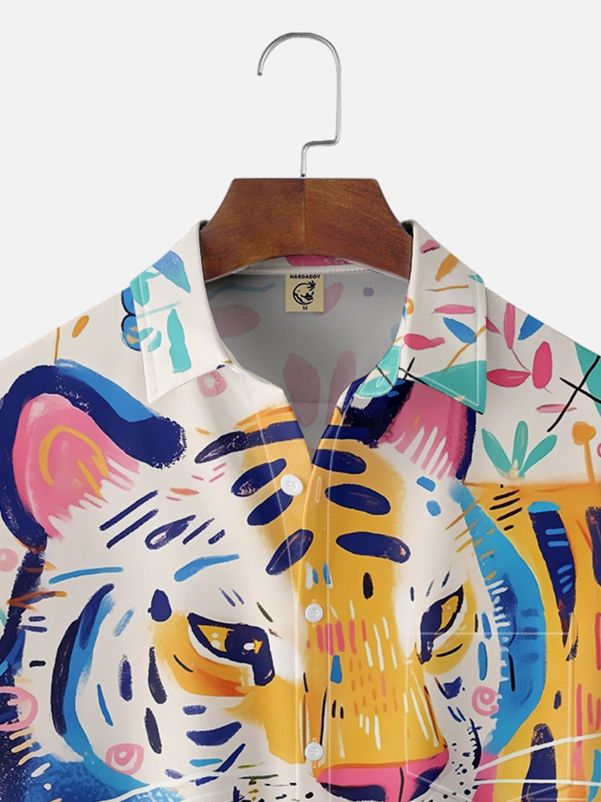 Moisture-wicking Abstract Young Tiger Painting Chest Pocket Casual Shirt