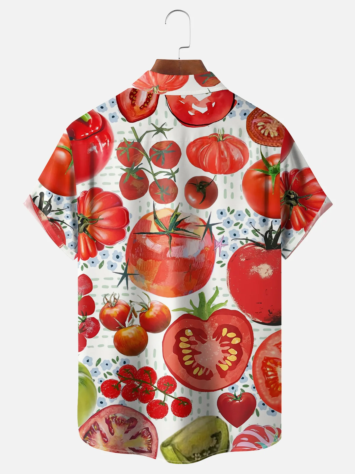 Moisture-wicking Funny Tomato Chest Pocket Casual Shirt