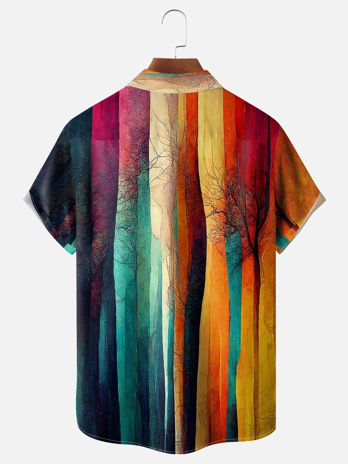 Moisture-wicking Abstract Art Plant Painting Chest Pocket Casual Shirt
