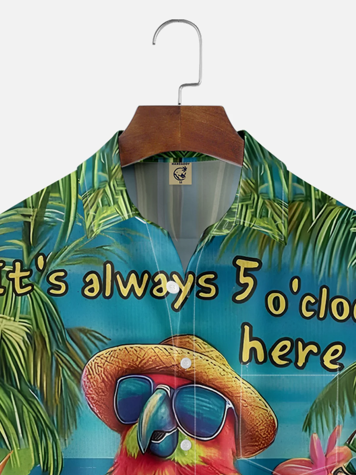 Moisture Wicking 5 O'Clock Parrot Chest Pocket Hawaiian Shirt