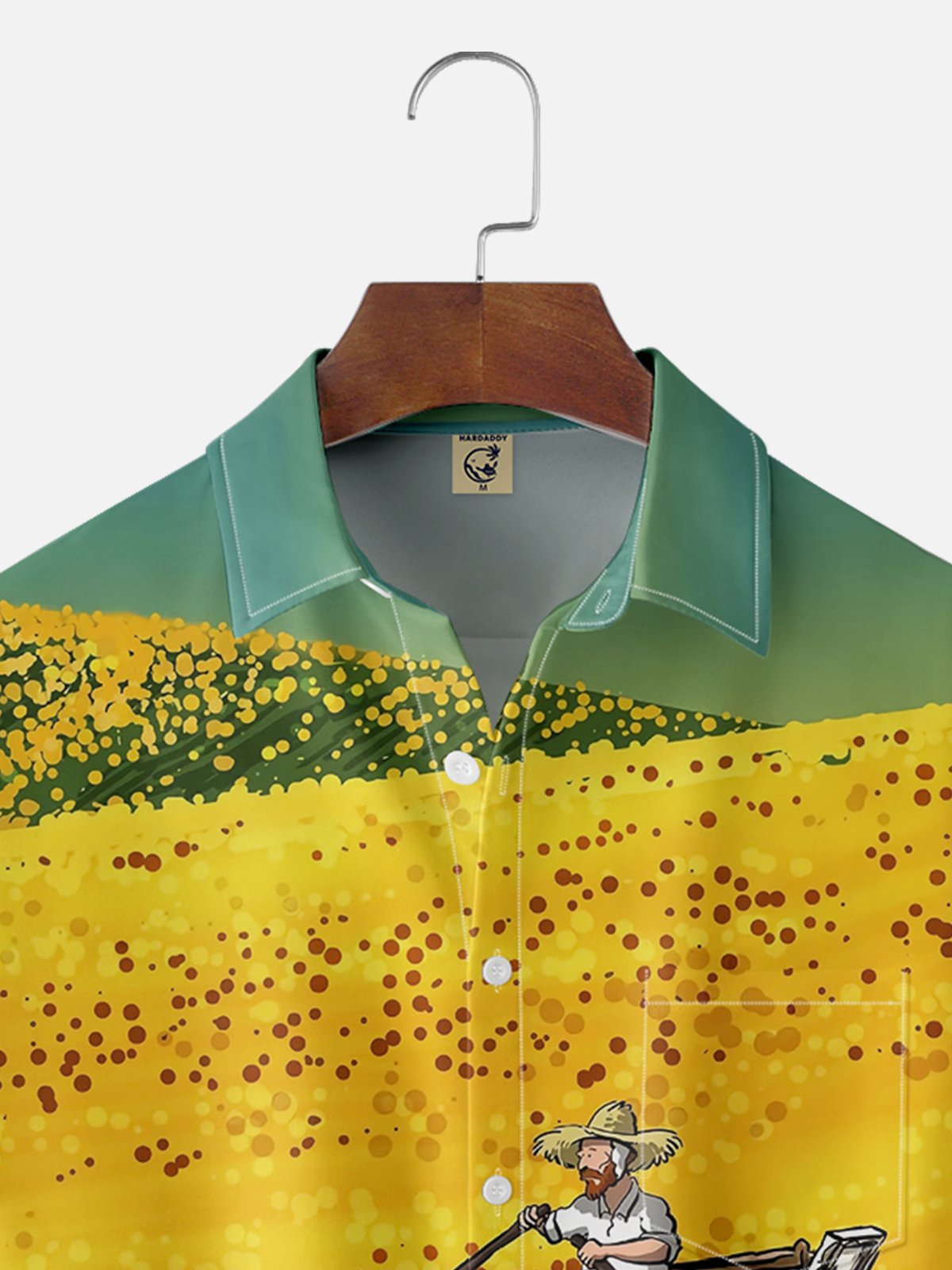 Moisture Wicking Ocean Art Painting Chest Pocket Hawaiian Shirt