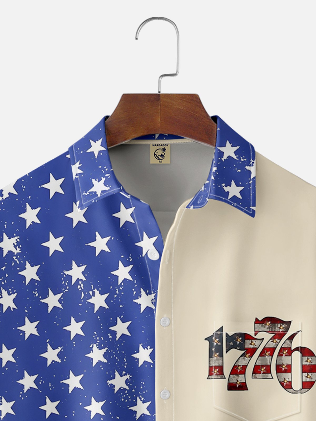 Moisture-wicking 1776 American Flag Independence Day Chest Pocket Casual Shirt