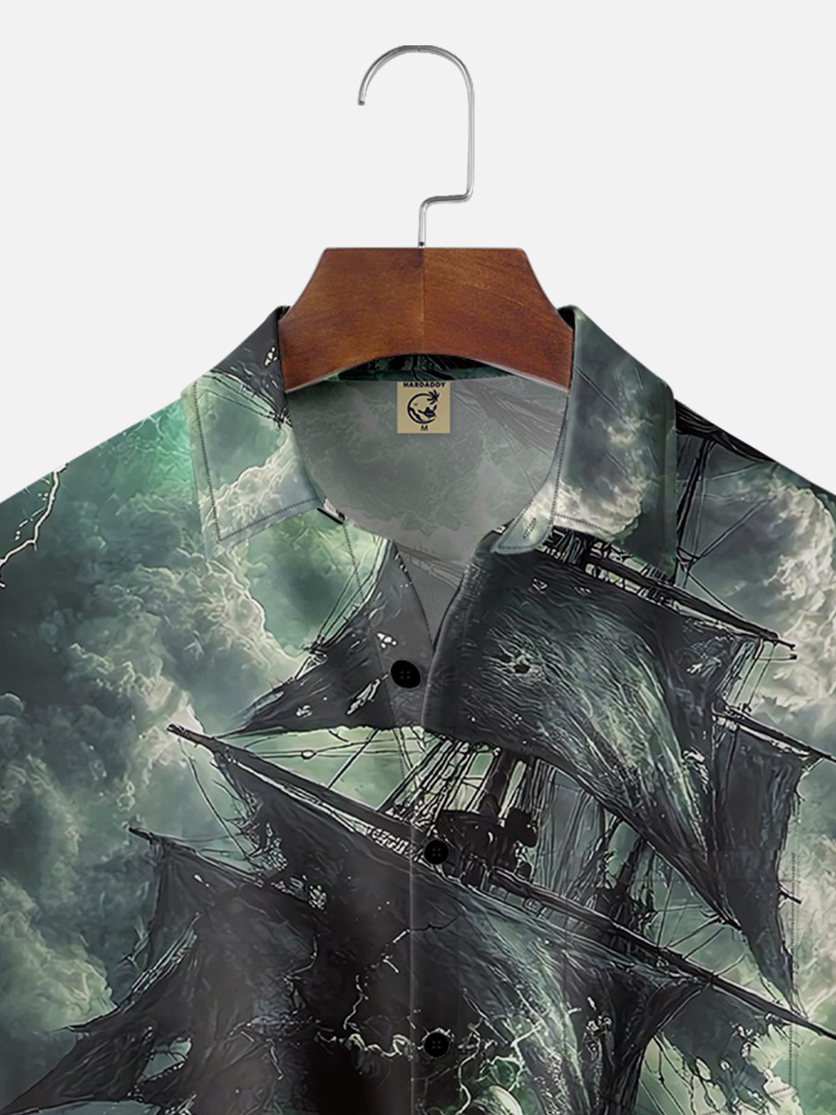 Moisture-wicking Skeleton Pirate Ship Chest Pocket Hawaiian Shirt