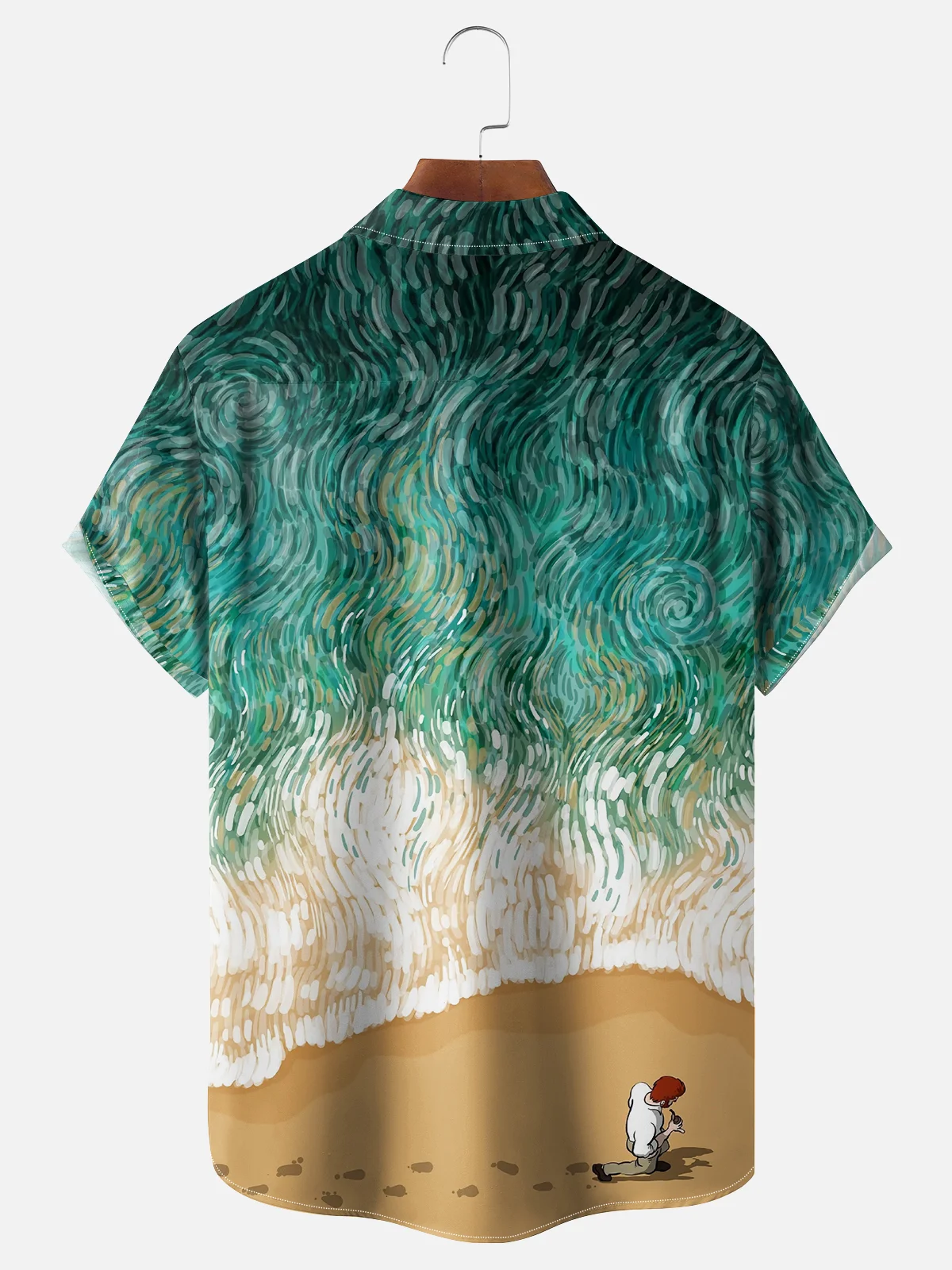 Moisture Wicking Ocean Art Painting Chest Pocket Hawaiian Shirt