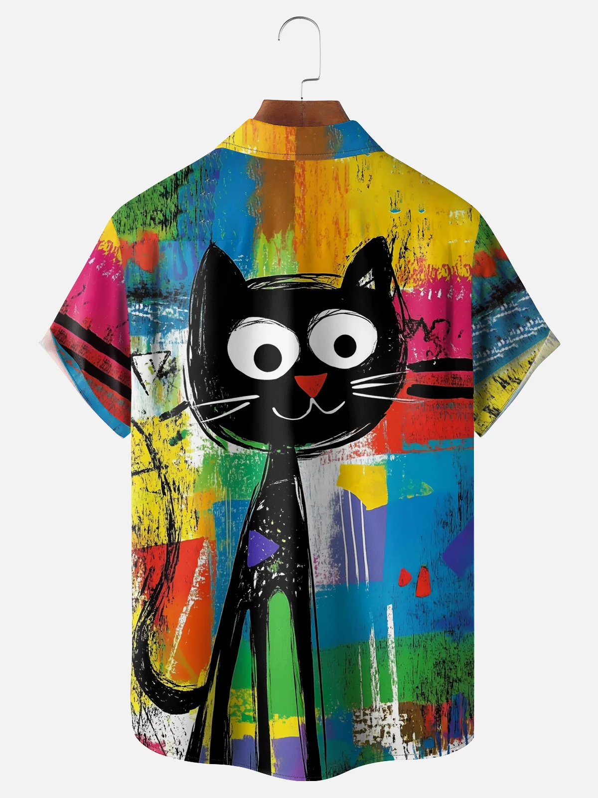 Moisture-wicking Young Funny Cat Chest Pocket Casual Shirt