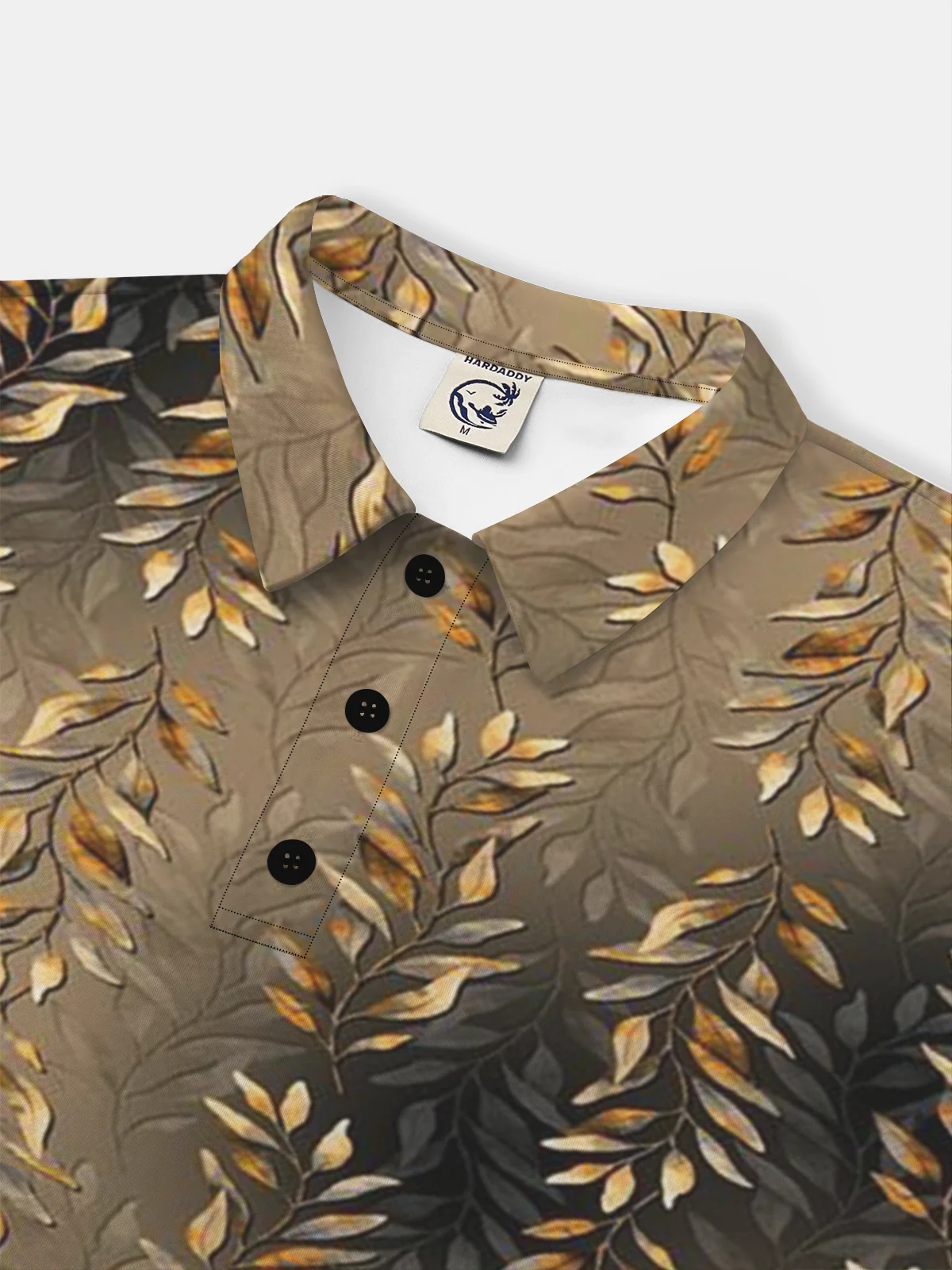 Moisture Wicking Gradient Color Leaves Short Sleeve Golf Polo