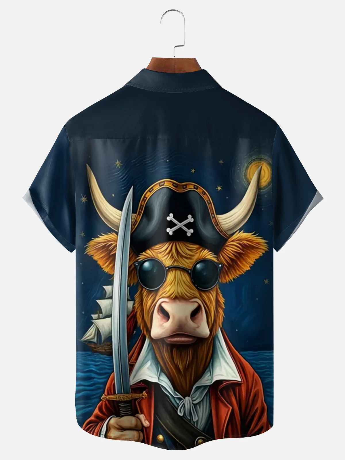 Moisture Wicking Pirate Cow Chest Pocket Hawaiian Shirt
