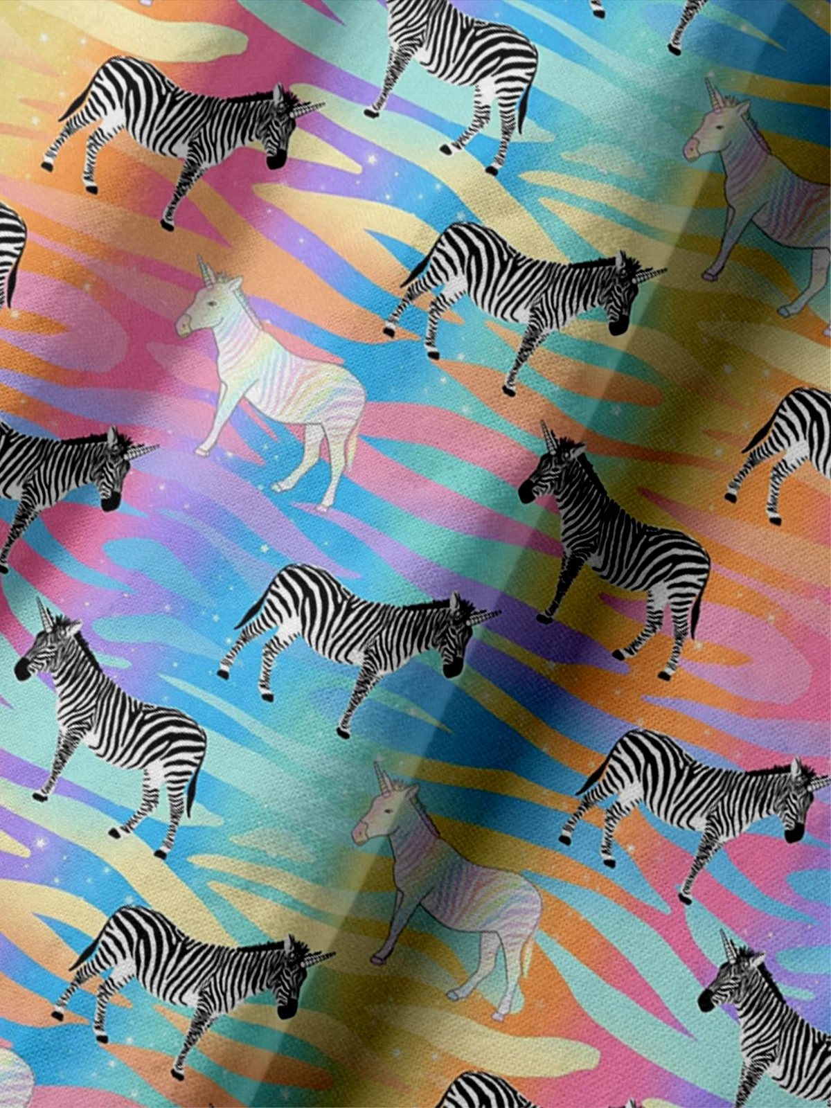 Moisture Wicking Rainbow Gradient Zebra Short Sleeve Golf Polo