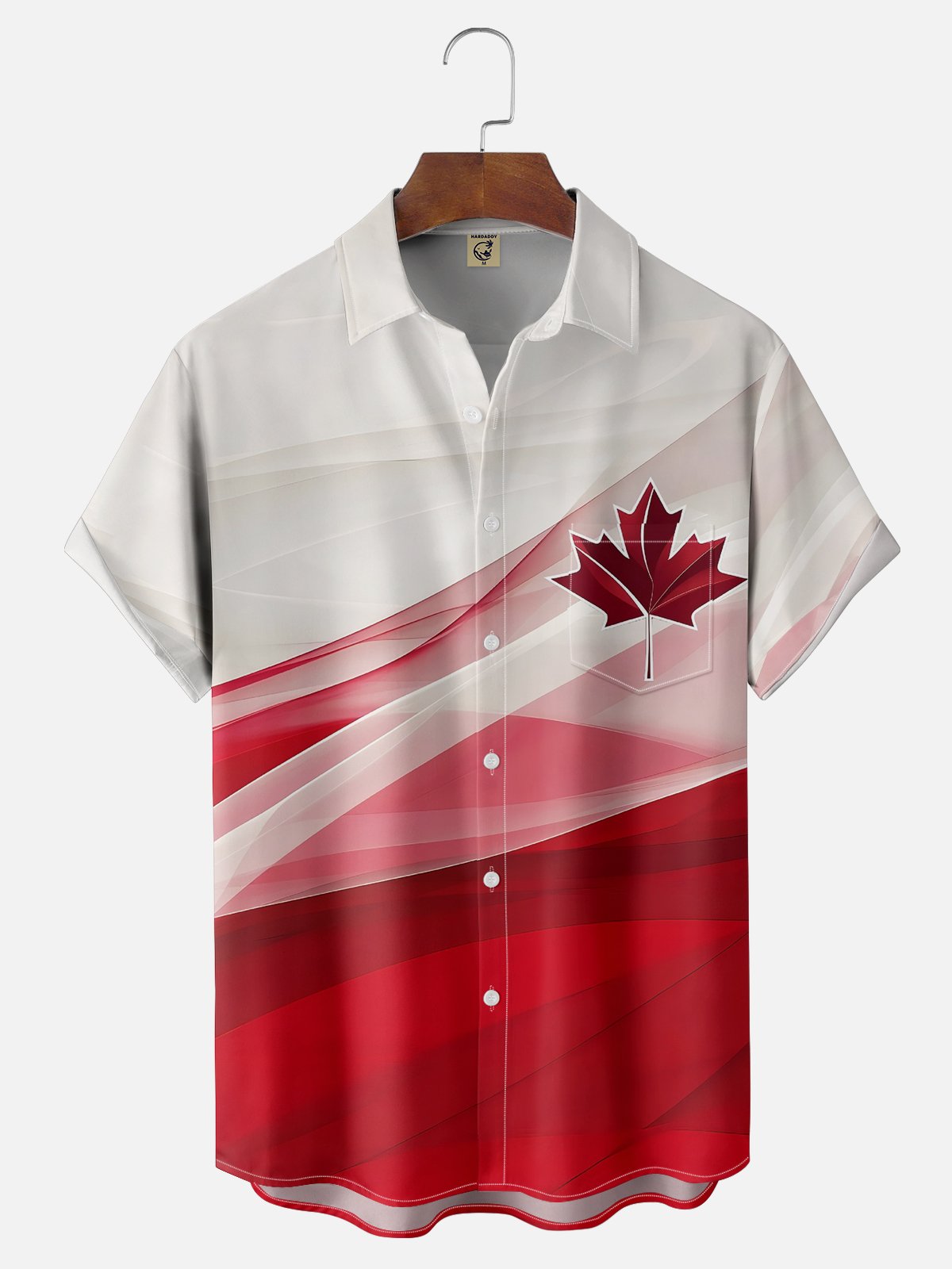 Moisture-wicking Abstract Art Maple Leaf Canada Chest Pocket Casual Shirt