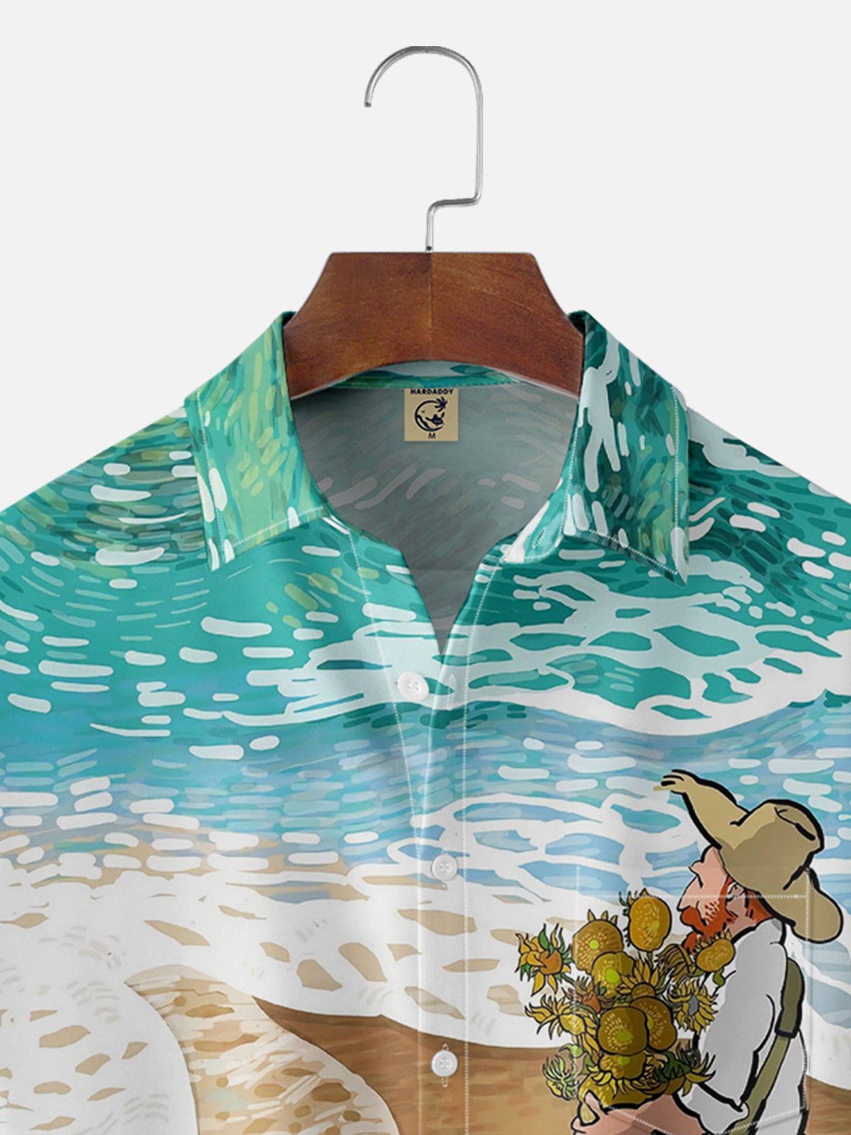Moisture Wicking Ocean Art Painting Chest Pocket Hawaiian Shirt