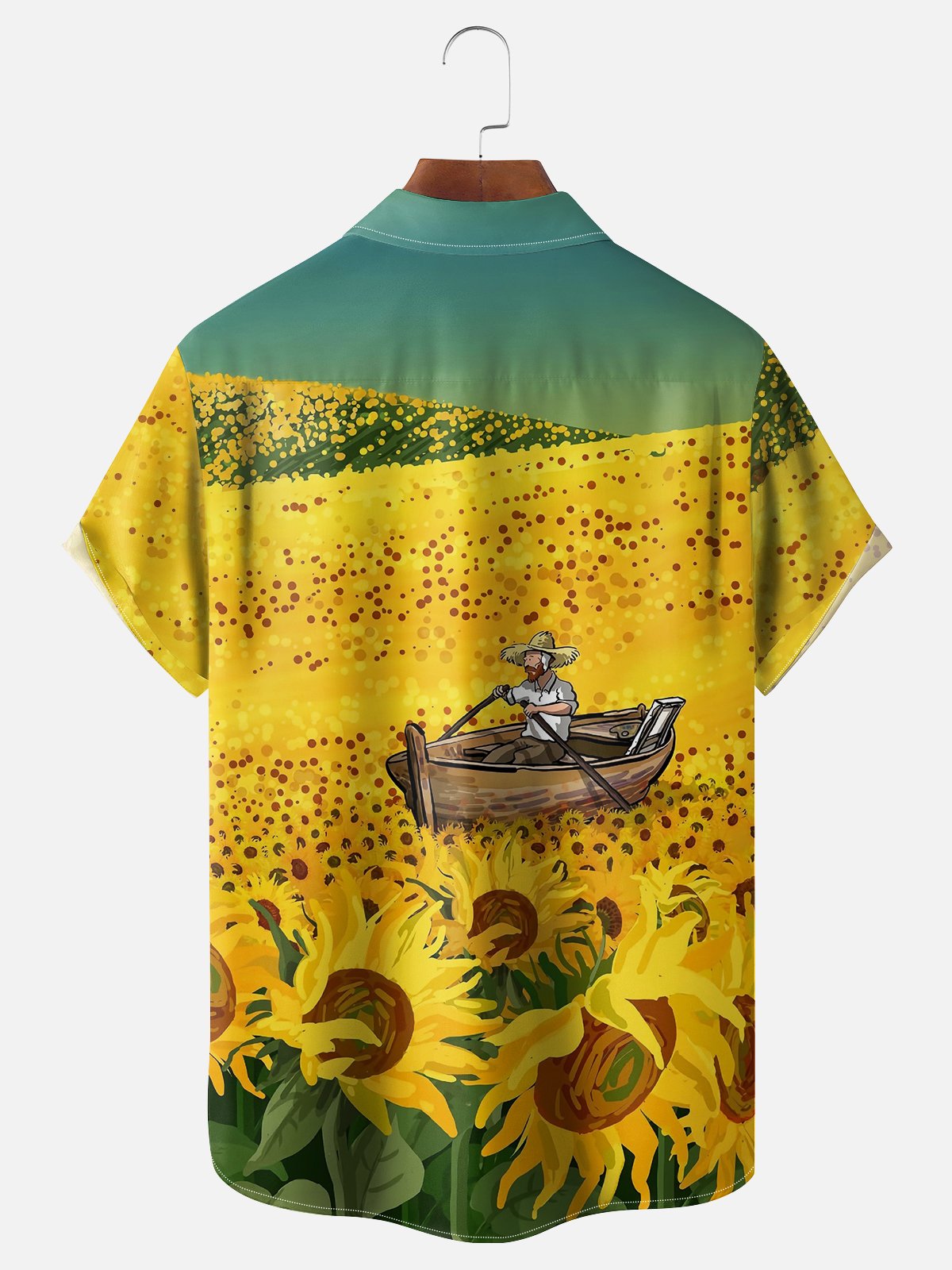 Moisture Wicking Ocean Art Painting Chest Pocket Hawaiian Shirt