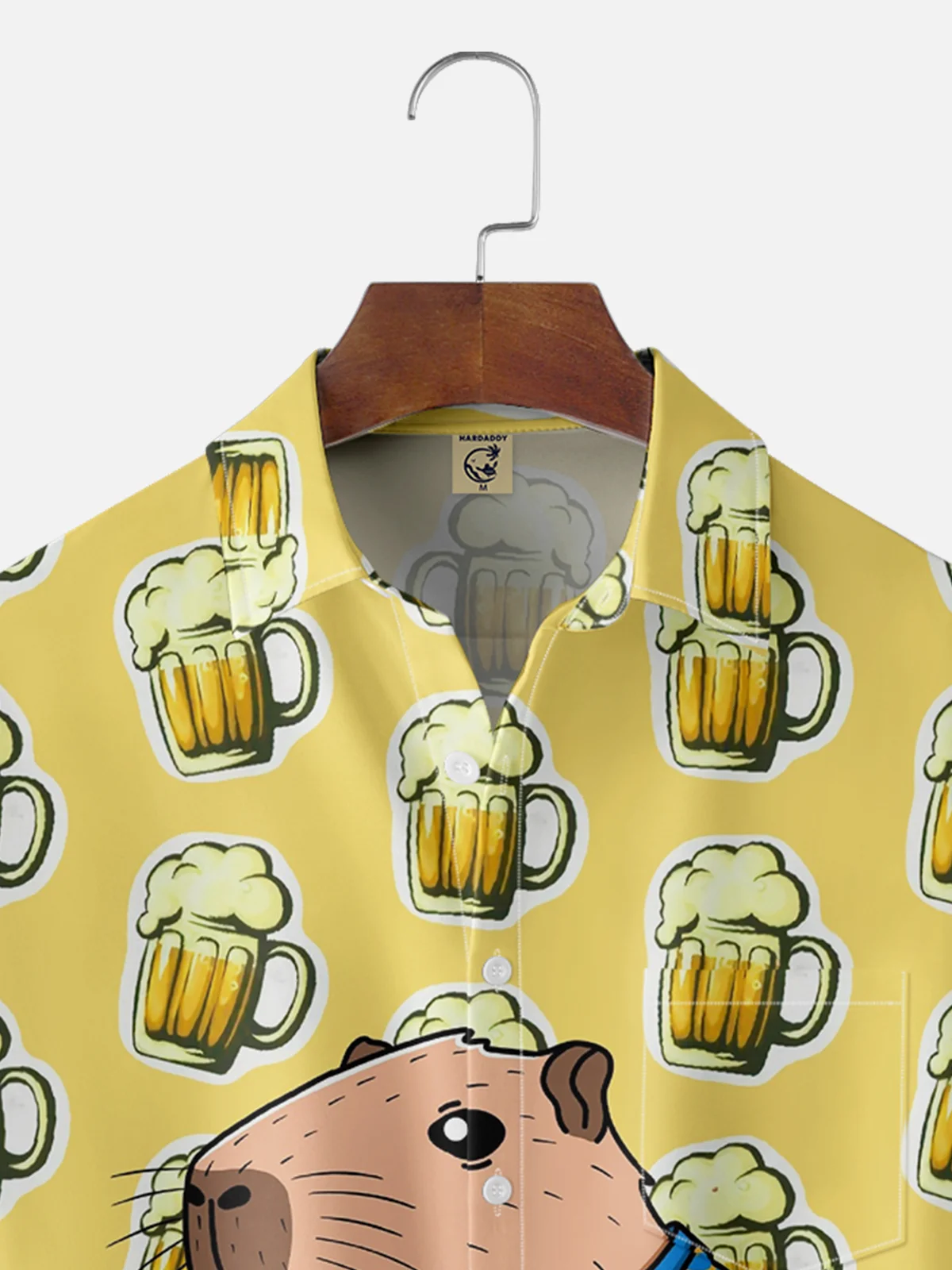 Hardaddy X Artist Kimprut Imut Moisture-wicking Beer Capybara Chest Pocket Hawaiian Shirt